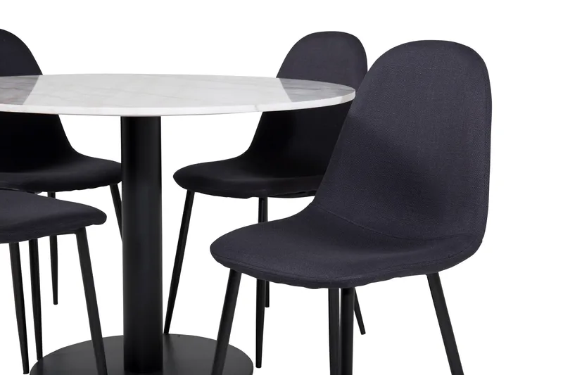 Admira Spisebordssæt 106 cm Rund inkl 4 Ypas Stole - Marmor/Hvid/Sort - Møbler - Borde - Spisebordssæt