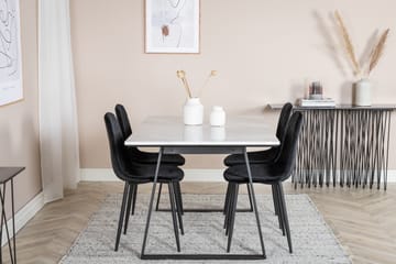 Admira Spisebordssæt 140 cm inkl 4 Ypas Stole - Marmor/Hvid/Sort - Møbler - Borde - Spisebordssæt