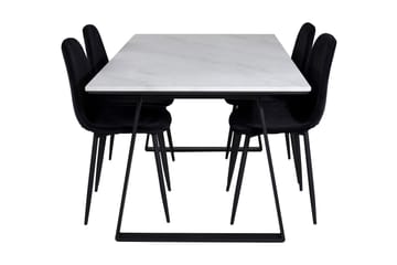 Admira Spisebordssæt 140 cm inkl 4 Ypas Stole - Marmor/Hvid/Sort - Møbler - Borde - Spisebordssæt