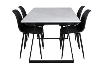 Admira Spisebordssæt 140 cm inkl 4 Ypas Stole - Marmor/Hvid/Sort - Møbler - Borde - Spisebordssæt