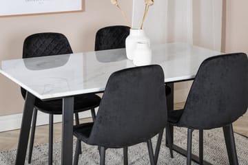 Admira Spisebordssæt 140 cm inkl 4 Ypas Stole - Marmor/Hvid/Sort - Møbler - Borde - Spisebordssæt