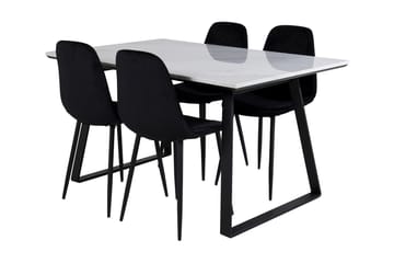 Admira Spisebordssæt 140 cm inkl 4 Ypas Stole - Marmor/Hvid/Sort - Møbler - Borde - Spisebordssæt