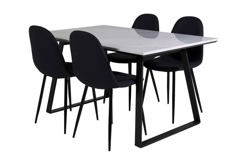 Admira Spisebordssæt 140 cm inkl 4 Ypas Stole, Marmor/Hvid/Sort