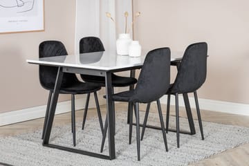 Admira Spisebordssæt 140 cm inkl 4 Ypas Stole - Marmor/Hvid/Sort - Møbler - Borde - Spisebordssæt