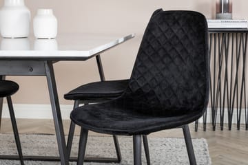 Admira Spisebordssæt 140 cm inkl 4 Ypas Stole - Marmor/Hvid/Sort - Møbler - Borde - Spisebordssæt