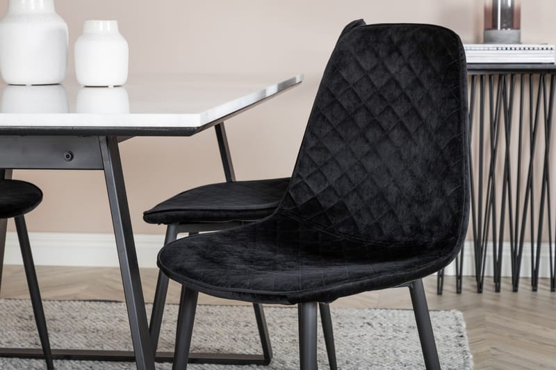 Admira Spisebordssæt 140 cm inkl 4 Ypas Stole - Marmor/Hvid/Sort - Møbler - Borde - Spisebordssæt