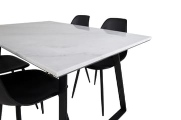 Admira Spisebordssæt 140 cm inkl 4 Ypas Stole - Marmor/Hvid/Sort - Møbler - Borde - Spisebordssæt