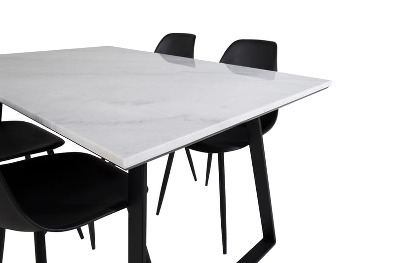 Admira Spisebordssæt 140 cm inkl 4 Ypas Stole - Marmor/Hvid/Sort - Møbler - Borde - Spisebordssæt