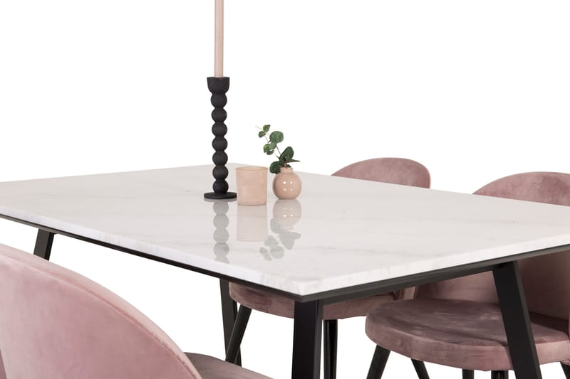 Admira Spisebordssæt med 4 Valerie Køkkenstol Velour - Spisebordssæt