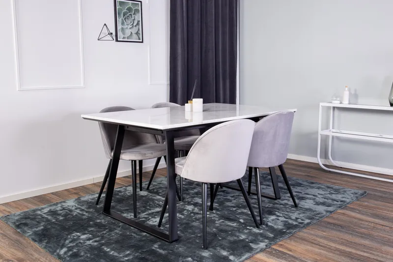 Admira Spisebordssæt med 4 Valerie Køkkenstol Velour - Møbler - Borde - Spisebordssæt