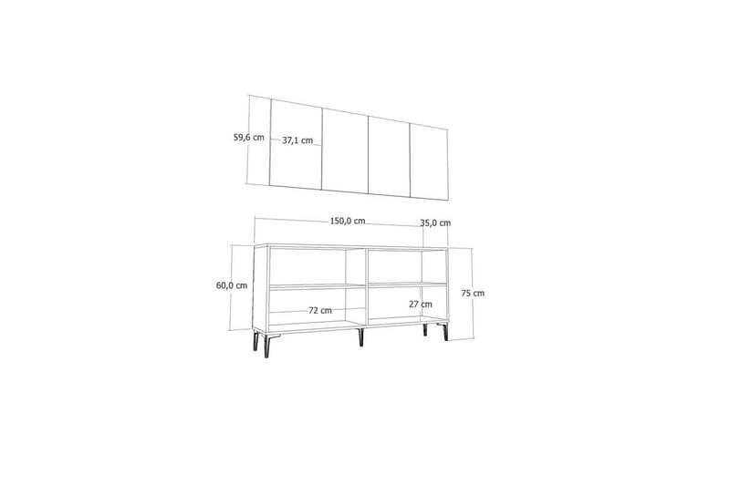 Ældste konsolbord 150 cm - Hvid/Mørkfarvet træ - Møbler - Borde - Aflastningsbord - Entrébord