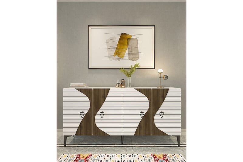 Ældste konsolbord 150 cm - Hvid/Mørkfarvet træ - Møbler - Borde - Aflastningsbord - Entrébord