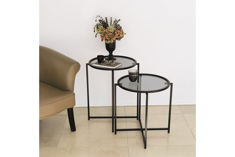 Akeno Sidebord 60x50 cm Sort - Hanah Home - Møbler - Borde - Aflastningsbord - Lampebord