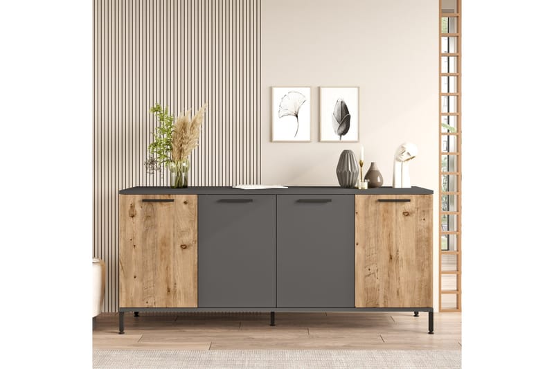 Jagmal Konsolbord 160x71,8 cm Antracit/Brun - Hanah Home - Møbler - Borde - Aflastningsbord - Konsolbord & sidebord
