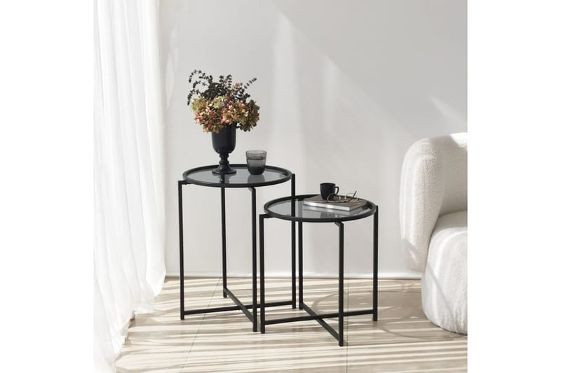 Akeno Sidebord 60x50 cm Sort - Hanah Home - Møbler - Borde - Aflastningsbord - Lampebord