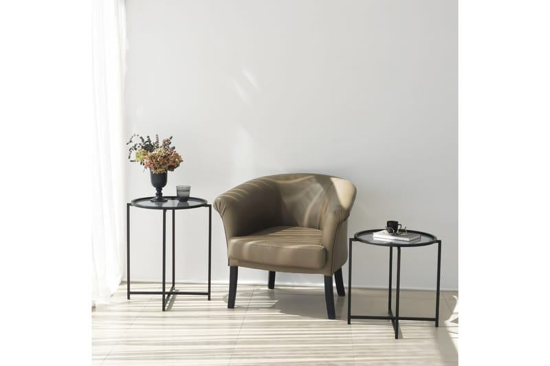 Akeno Sidebord 60x50 cm Sort - Hanah Home - Møbler - Borde - Aflastningsbord - Lampebord