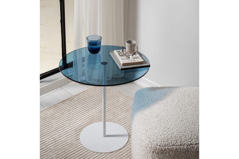 Chill-Out Sidebord 50x50 cm Hvid/Blå - Hanah Home - Møbler - Borde - Aflastningsbord - Lampebord