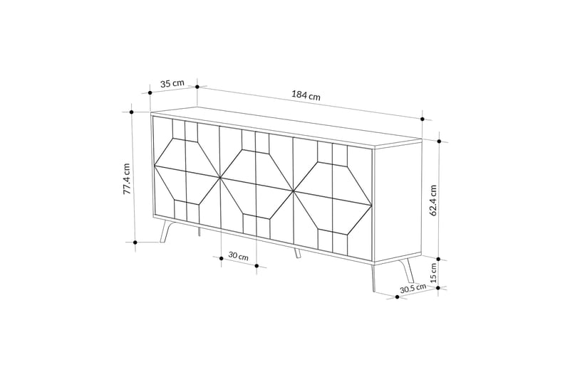 Dune Konsolbord 183,8x77,4 cm Antracit - Hanah Home - Møbler - Borde - Aflastningsbord - Konsolbord & sidebord