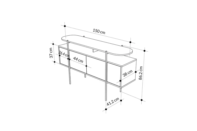 Hanley Konsolbord 150x86,2 cm Hvid/Mørkebrun - Hanah Home - Møbler - Borde - Aflastningsbord - Entrébord
