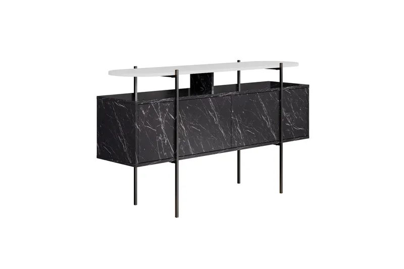 Hanley Konsolbord 150x86,2 cm Hvid/Mørkebrun, Hanah Home