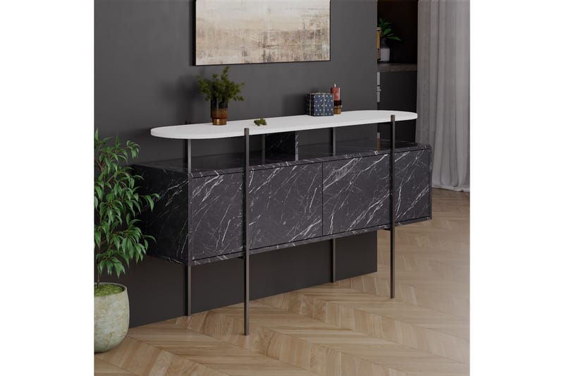 Hanley Konsolbord 150x86,2 cm Hvid/Mørkebrun - Hanah Home - Møbler - Borde - Aflastningsbord - Entrébord