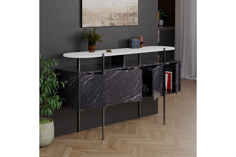 Hanley Konsolbord 150x86,2 cm Hvid/Mørkebrun - Hanah Home - Møbler - Borde - Aflastningsbord - Entrébord