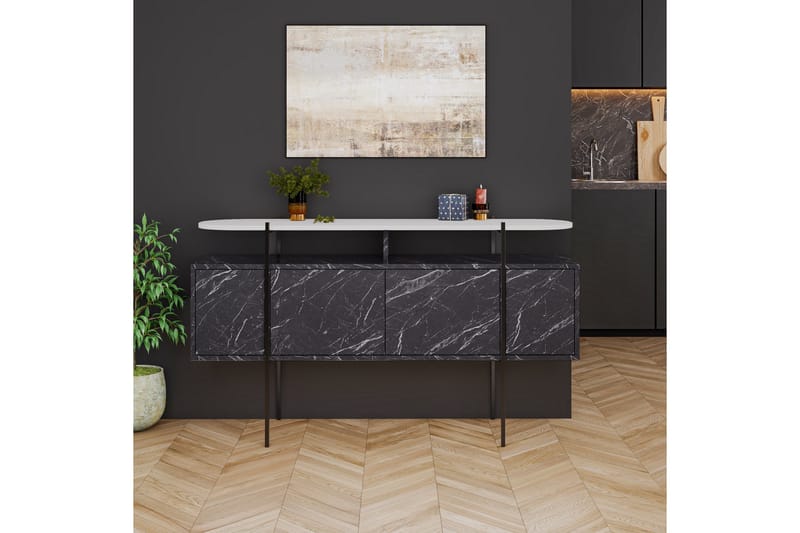 Hanley Konsolbord 150x86,2 cm Hvid/Mørkebrun - Hanah Home - Møbler - Borde - Aflastningsbord - Entrébord