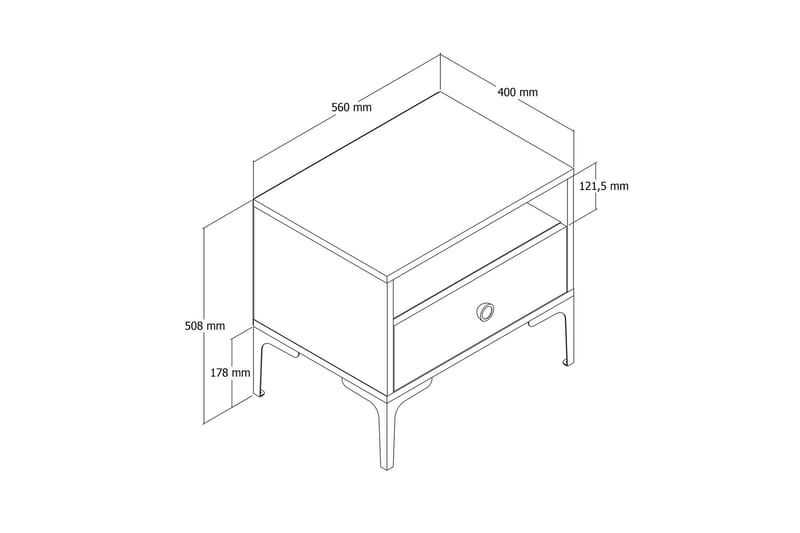 Ameias Natbord 56x40 cm Brun/Sort - Hanah Home - Møbler - Borde - Aflastningsbord - Sengebord