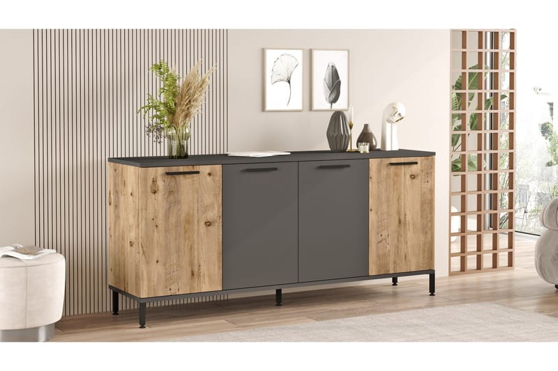 Jagmal Konsolbord 160x71,8 cm Antracit/Brun - Hanah Home - Møbler - Borde - Aflastningsbord - Konsolbord & sidebord