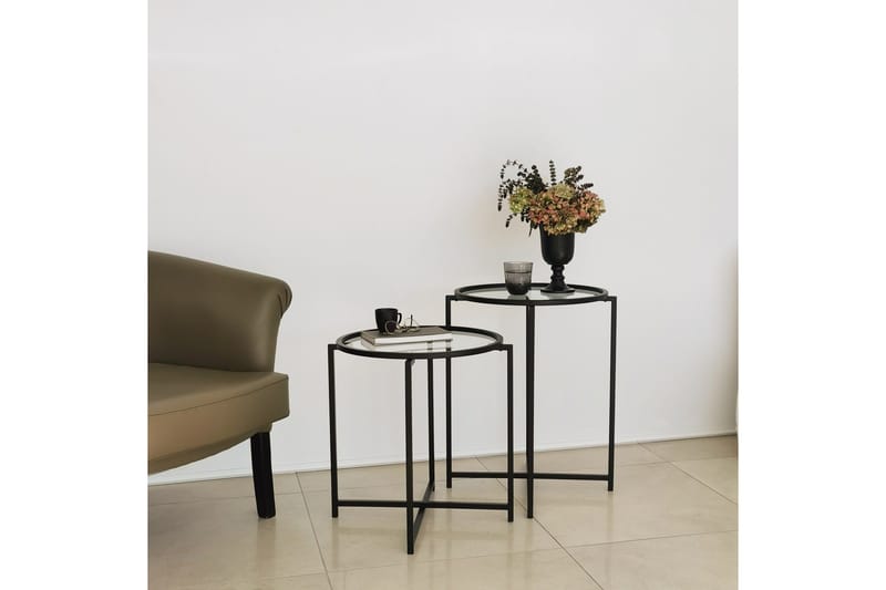 Akeno Sidebord 60x50 cm Sort - Hanah Home - Møbler - Borde - Aflastningsbord - Lampebord