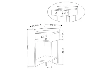Sirius Nattbord 32x30 cm Hvit - Hanah Home - Møbler - Borde - Aflastningsbord - Sengebord