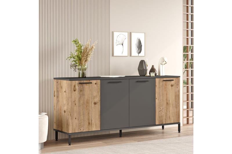 Jagmal Konsolbord 160x71,8 cm Antracit/Brun - Hanah Home - Møbler - Borde - Aflastningsbord - Konsolbord & sidebord