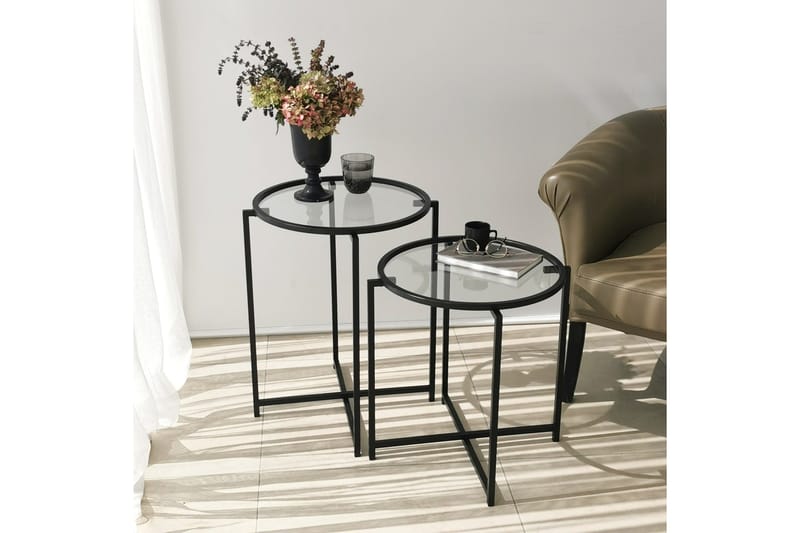 Akeno Sidebord 60x50 cm Sort - Hanah Home - Møbler - Borde - Aflastningsbord - Lampebord