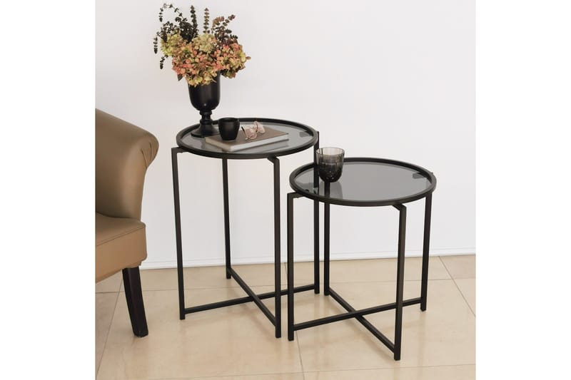 Akeno Sidebord 60x50 cm Sort - Hanah Home - Møbler - Borde - Aflastningsbord - Lampebord