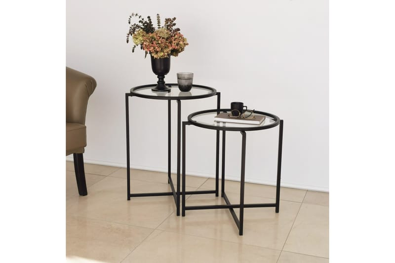 Akeno Sidebord 60x50 cm Sort - Hanah Home - Møbler - Borde - Aflastningsbord - Lampebord