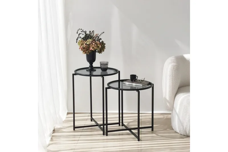 Akeno Sidebord 60x50 cm Sort, Hanah Home