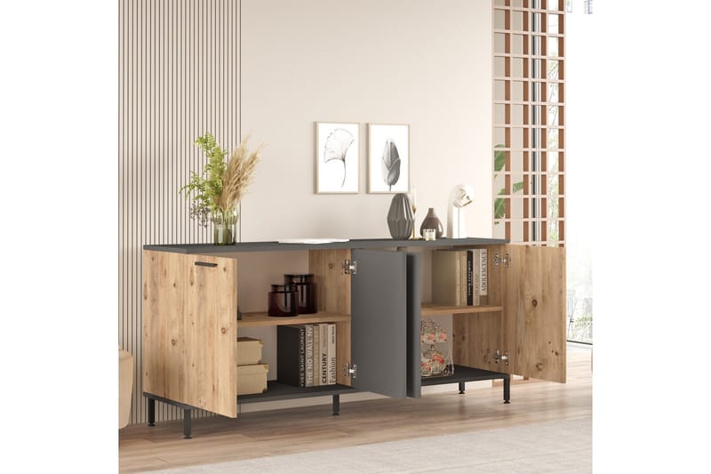 Jagmal Konsolbord 160x71,8 cm Antracit/Brun - Hanah Home - Møbler - Borde - Aflastningsbord - Konsolbord & sidebord