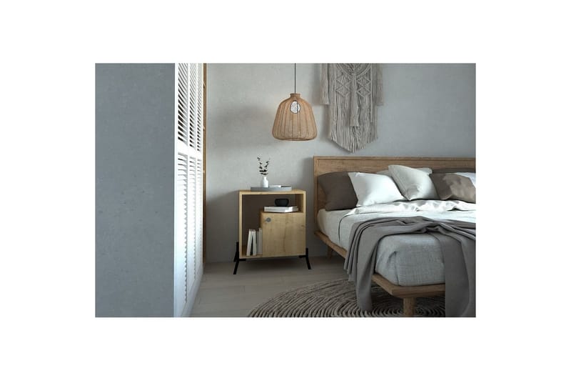 Abadan Natbord 50 cm - Eg/Sort - Møbler - Borde - Aflastningsbord - Sengebord