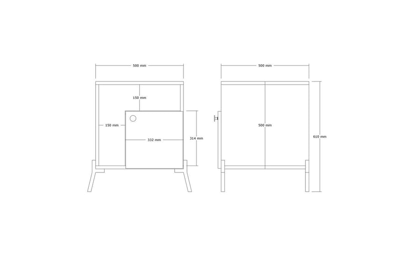 Abadan Natbord 50 cm - Eg/Sort - Møbler - Borde - Aflastningsbord - Sengebord