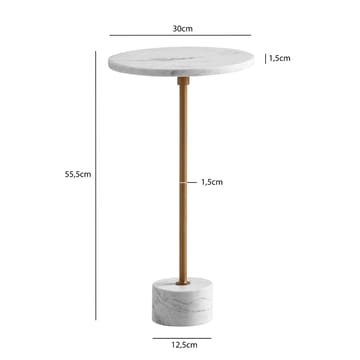 Aelros Sidebord 30 cm - hvid marmor med grå årer og guld - Møbler - Borde - Aflastningsbord - Konsolbord & sidebord