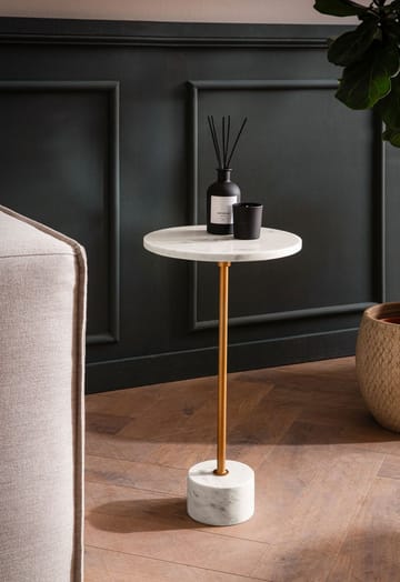Aelros Sidebord 30 cm - hvid marmor med grå årer og guld - Møbler - Borde - Aflastningsbord - Konsolbord & sidebord