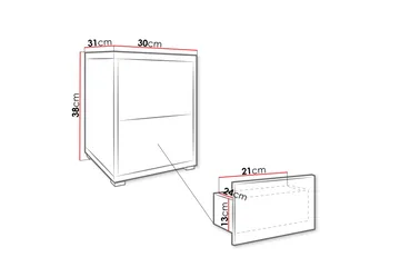 Agawal Sängbord 30 cm - Brun - Møbler - Borde - Aflastningsbord - Sengebord