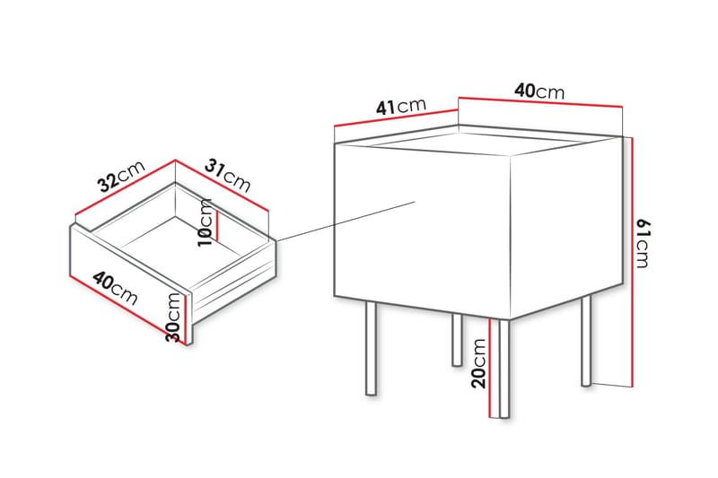Akie Natbord 40 cm - Beige - Møbler - Borde - Aflastningsbord - Sengebord