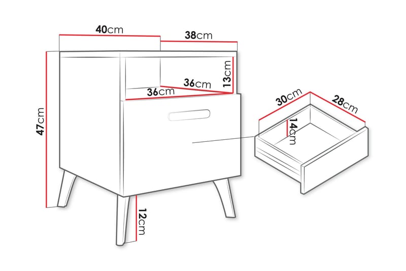 Akihiko Natbord 40 cm - Hvid - Møbler - Borde - Aflastningsbord - Sengebord