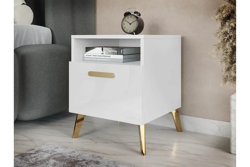 Akihiko Natbord 40 cm - Hvid - Møbler - Borde - Aflastningsbord - Sengebord