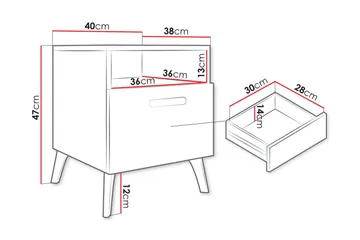 Akihiko Natbord 40 cm - Hvid - Møbler - Borde - Aflastningsbord - Sengebord