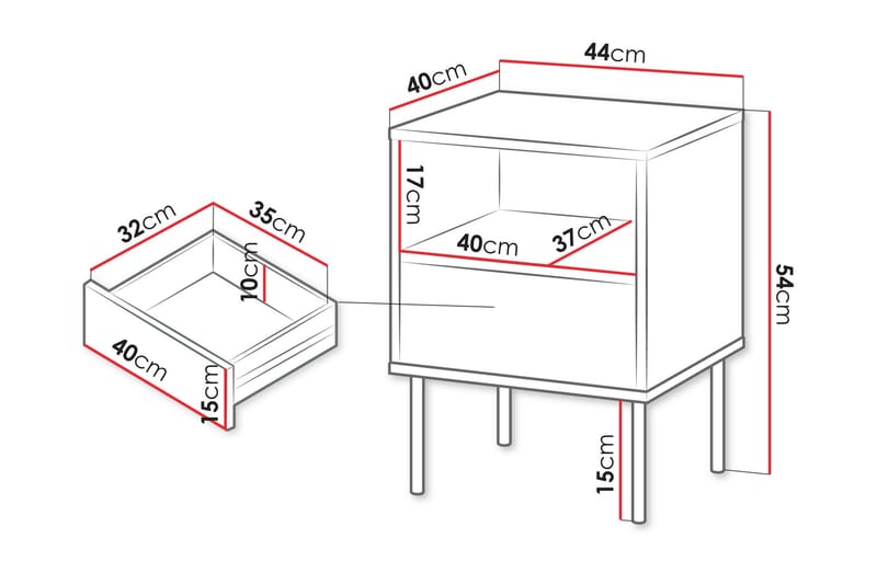 Akiko Natbord 44 cm - Grøn - Møbler - Borde - Aflastningsbord - Sengebord
