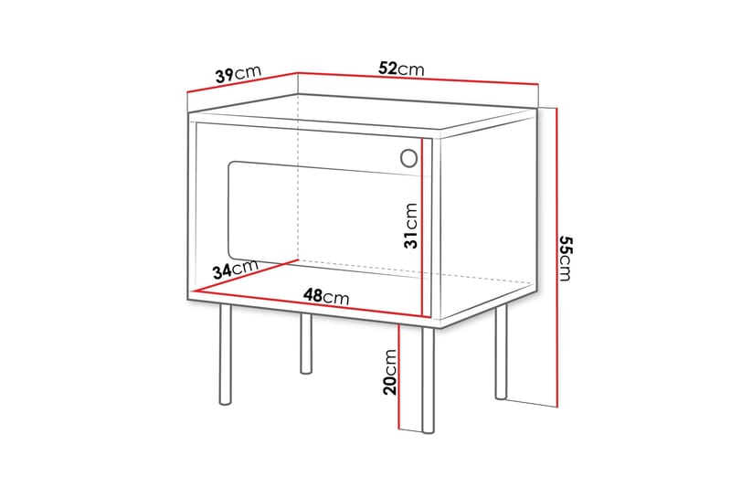 Akilesh Natbord 52 cm - Hvid - Møbler - Borde - Aflastningsbord - Sengebord