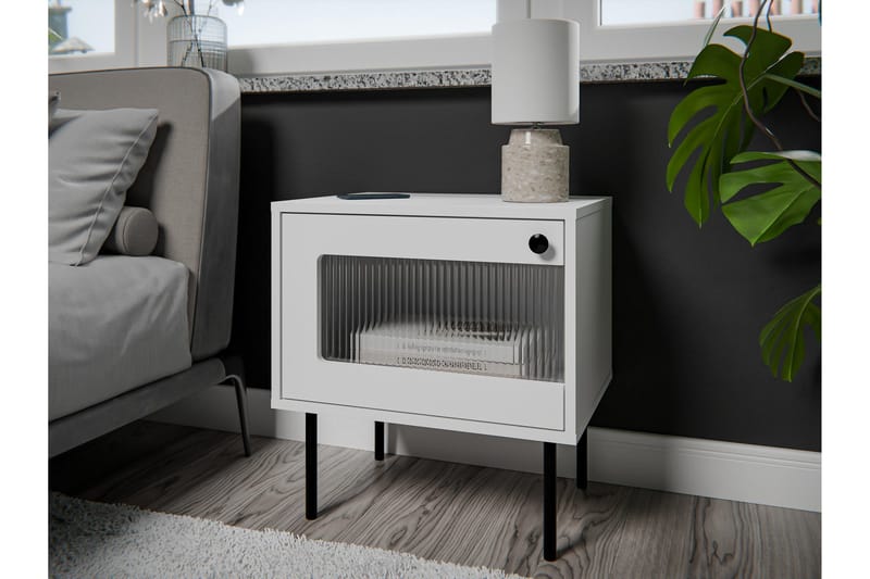 Akilesh Natbord 52 cm - Hvid - Møbler - Borde - Aflastningsbord - Sengebord