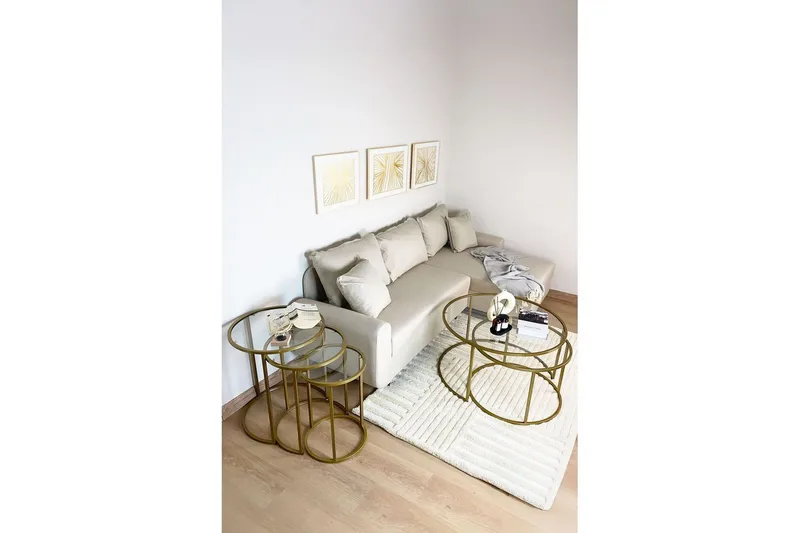 Alyasmin Sæt borde 34 cm - Guld/Gennemsigtig - Møbler - Borde - Aflastningsbord - Indskudsborde